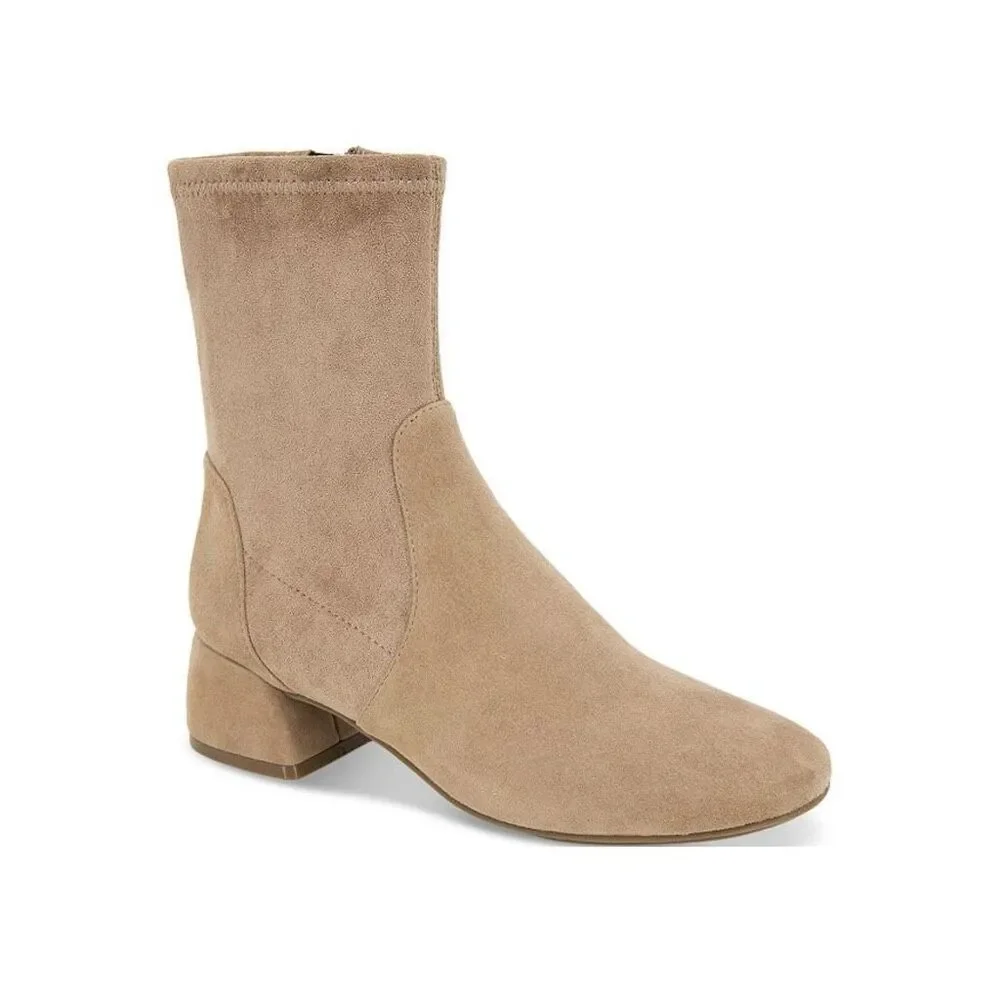 Gentle Souls by Kenneth Cole Emily Zip Mid Heel Boots Suede Mushroom 7.5W
